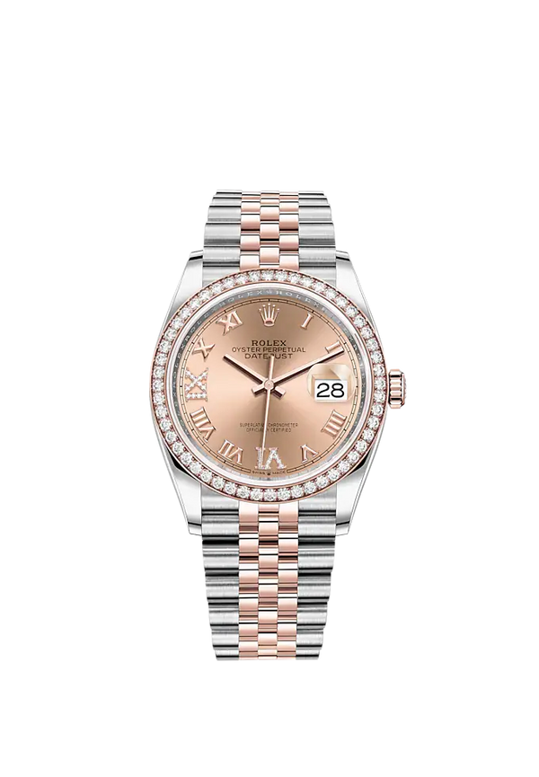 Datejust 36 36mm Oystersteel Jubilee Bracelet and Everose Gold and Diamond-Set Dial Diamond-Set Bezel