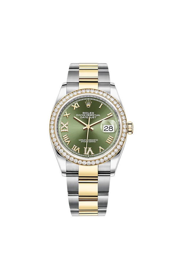 Datejust 36 36mm Oyster Braclete Oystersteel and Yellow Gold with Slate Dial Diamond-Set Bezel