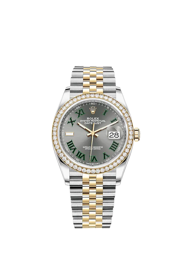 Datejust 36 36mm Oystersteel Jubilee Bracelet and Yellow Gold with Slate Dial Diamond-Set Bezel