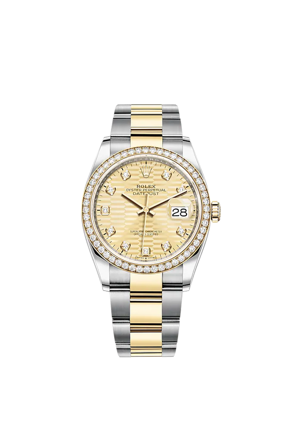 Datejust 36 36mm Oystersteel and Yellow Gold Oyster Bracelet  Golden Fluted-Motif Diamond-set Dial Diamond-set Bezel