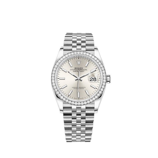 Datejust 36 36mm Oystersteel and White Gold Jubilee Bracelet Silver Dial Diamond-set Bezel