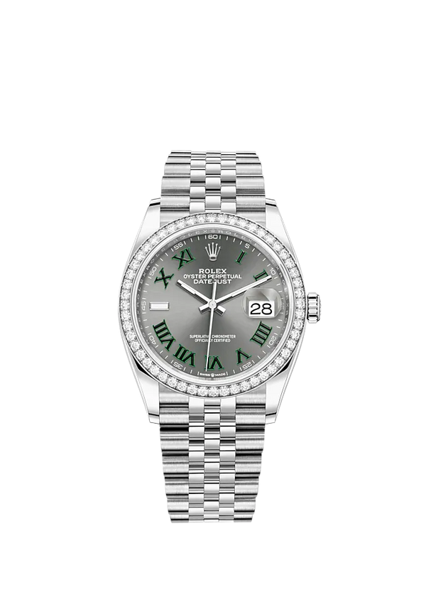 Datejust 36 36mm Oystersteel Jubilee Bracelet and White Gold with Slate Dial Diamond-Set Bezel