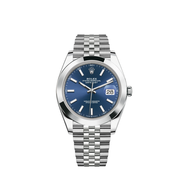 Datejust 41 41mm Jubilee Bracelet Oystersteel with Bright Blue Dial Oystersteel Bezel