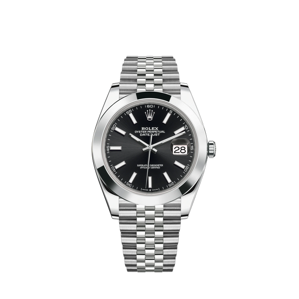 Datejust 41 41mm Jubilee Bracelet Oystersteel with Bright Black Dial Oystersteel Bezel