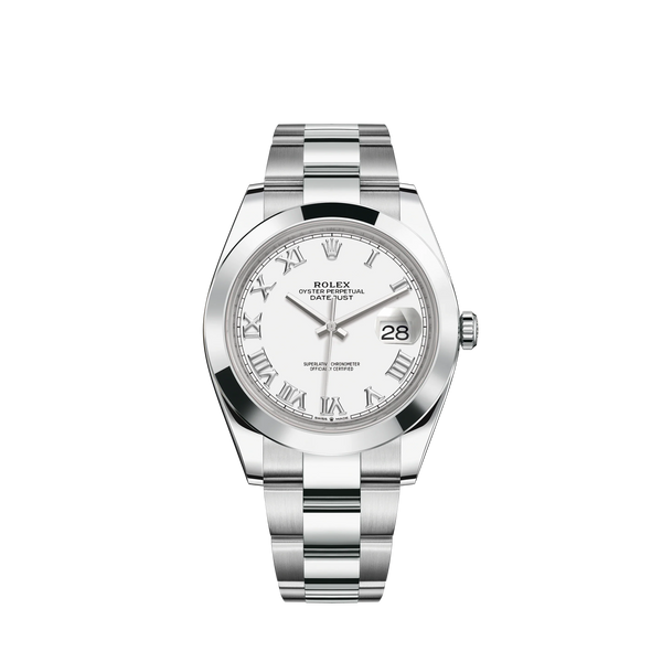 Datejust 41 41mm Oyster Bracelet Oystersteel with White Dial Oystersteel Bezel