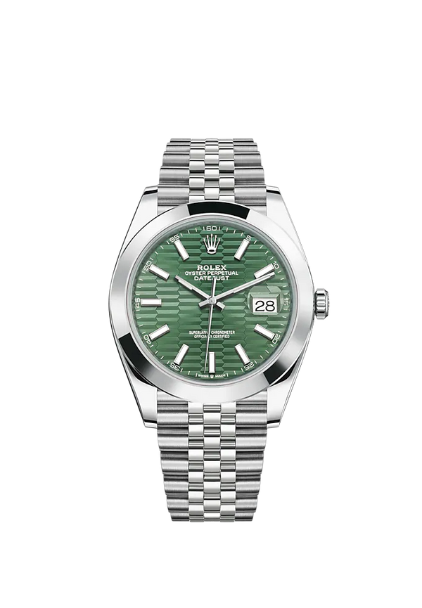 Datejust 41 41mm Jubilee Bracelet Oystersteel with Mint Green Fluted-Motif Dial Oystersteel Bezel