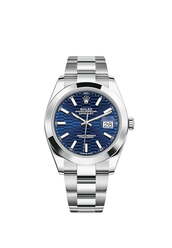 Datejust 41 41mm Oyster Bracelet Oystersteel with Bright Blue Fluted-Motif Dial Oystersteel Bezel