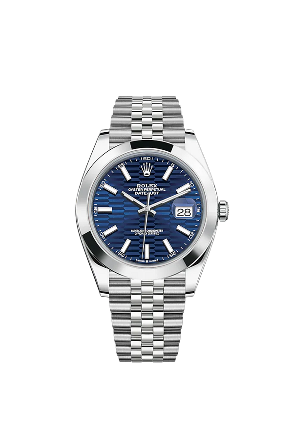Datejust 41 41mm Jubilee Bracelet Oystersteel with Bright Blue Fluted-Motif Dial Oystersteel Bezel