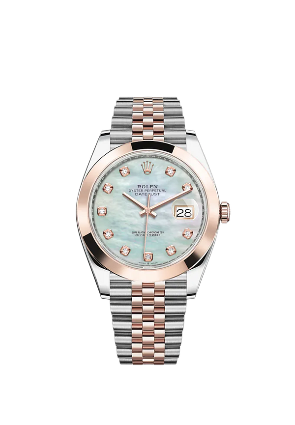 Datejust 41 41mm Jubilee Bracelet Oystersteel and Everose Gold with White Mother-Of-Pearl Diamond-Set Dial Everose Gold Bezel