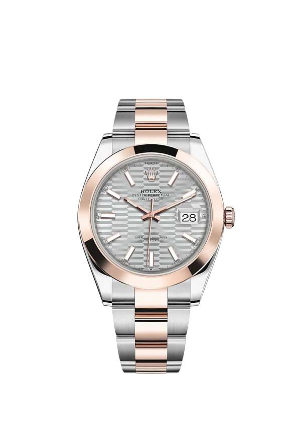 Datejust 41 41mm Oyster Bracelet Oystersteel and Everose Gold with Silver Fluted-Motif Dial Everose Gold Bezel