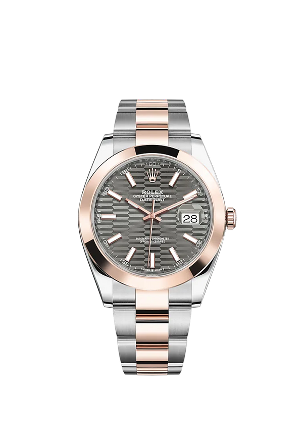 Datejust 41 41mm Oyster Bracelet Oystersteel and Everose Gold with Slate Fluted-Motif Dial Everose Gold Bezel