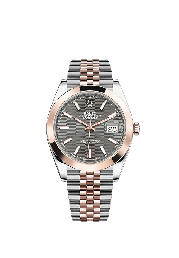 Datejust 41 41mm Jubilee Bracelet Oystersteel and Everose Gold with Slate Fluted-Motif Dial Everose Gold Bezel