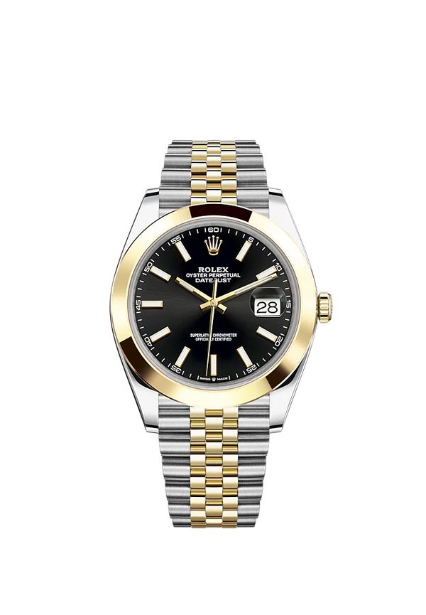 Datejust 41 41mm Jubilee Bracelet Oystersteel and Yellow Gold with Bright Black Dial Yellow Gold Bezel