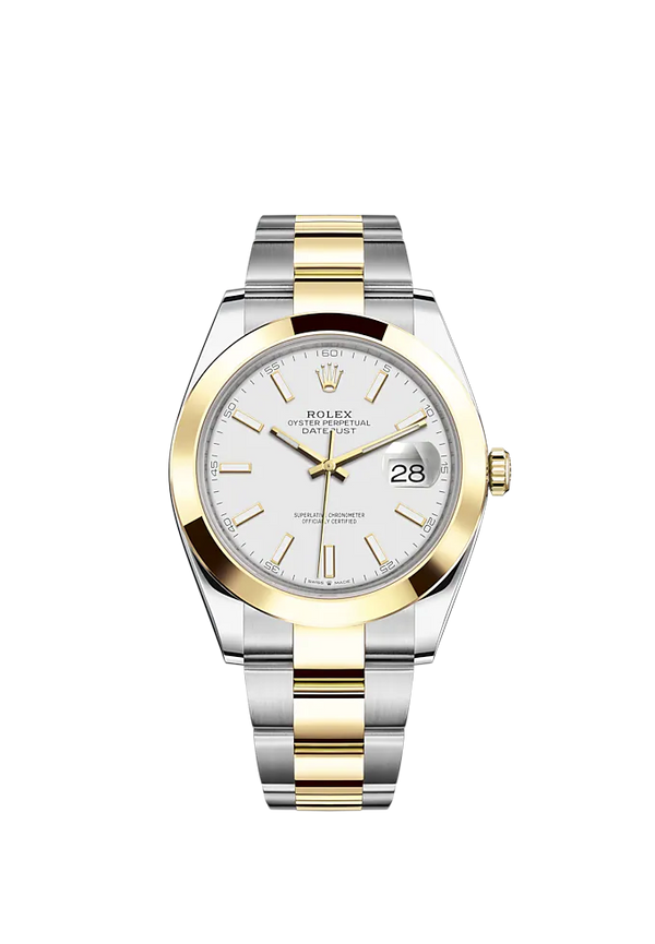 Datejust 41 41mm Oyster Bracelet Oystersteel and Yellow Gold with White Dial Yellow Gold Bezel