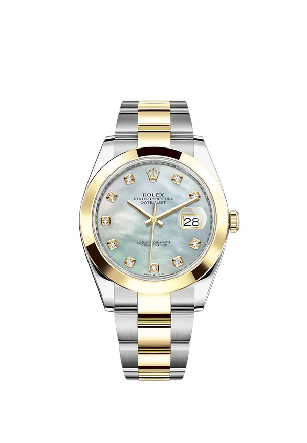 Datejust 41 41mm Oyster Bracelet Oystersteel and Yellow Gold with White Mother-Of-Pearl Diamond-Set Dial Yellow Gold Bezel