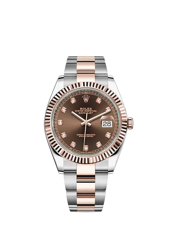 Datejust 41 41mm Oyster Bracelet Oystersteel and Everose Gold with Chocolate Diamond-Set Dial Fluted Bezel