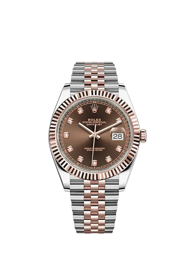 Datejust 41 41mm Jubilee Bracelet Oystersteel and Everose Gold with Chocolate Diamond-Set Dial Fluted Bezel