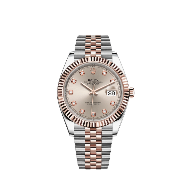 Datejust 41 41mm Jubilee Bracelet Oystersteel and Everose Gold with Sundust Diamond-Set Dial Fluted Bezel
