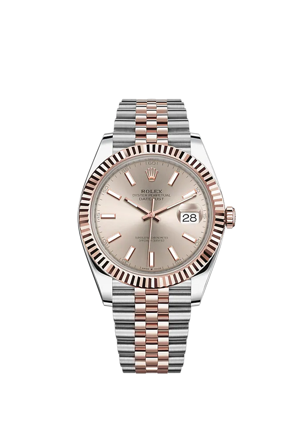 Datejust 41 41mm Jubilee Bracelet Oystersteel and Everose Gold with Sundust Dial Fluted Bezel