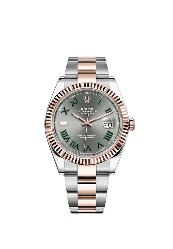 Datejust 41 41mm Oyster Bracelet Oystersteel and Everose Gold with Slate Dial Fluted Bezel