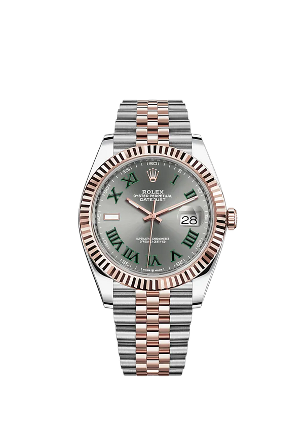 Datejust 41 41mm Jubilee Bracelet Oystersteel and Everose Gold with Slate Dial Fluted Bezel