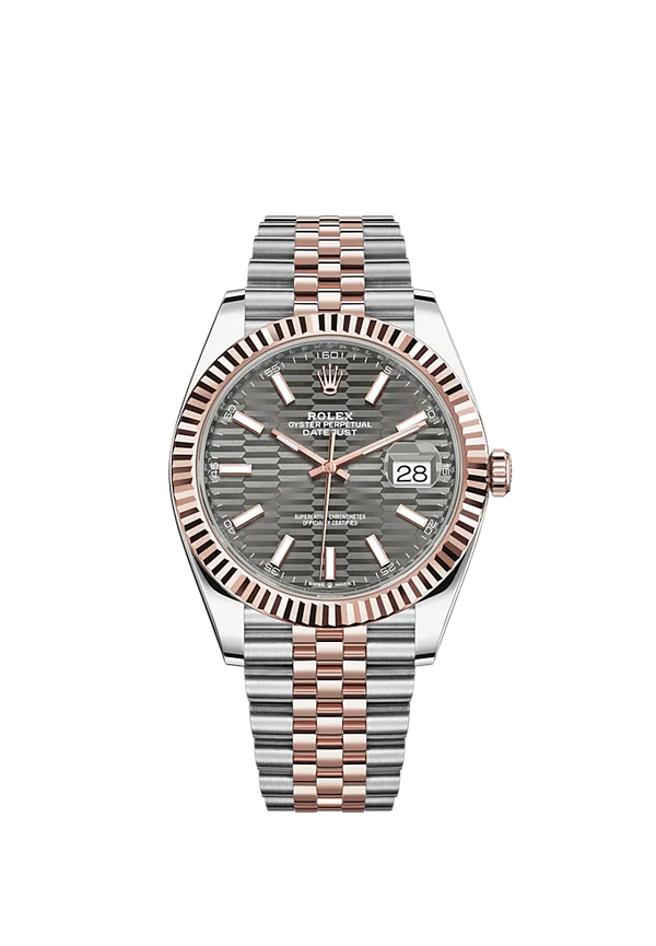 Datejust 41 41mm Jubilee Bracelet Oystersteel and Everose Gold with Slate Fluted-Motif Dial Fluted Bezel