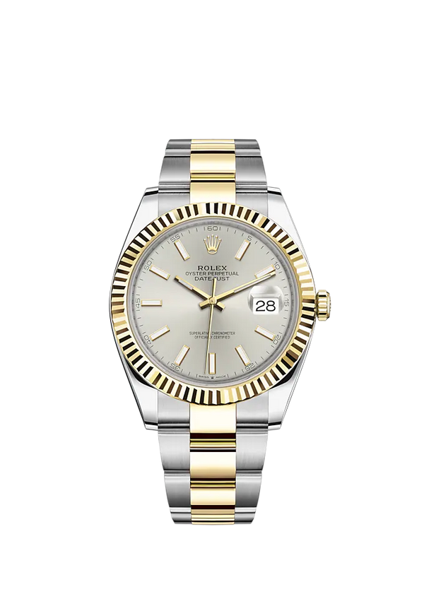 Datejust 41 41mm Oyster Bracelet Oystersteel and Yellow Gold with Silver Dial Fluted Bezel