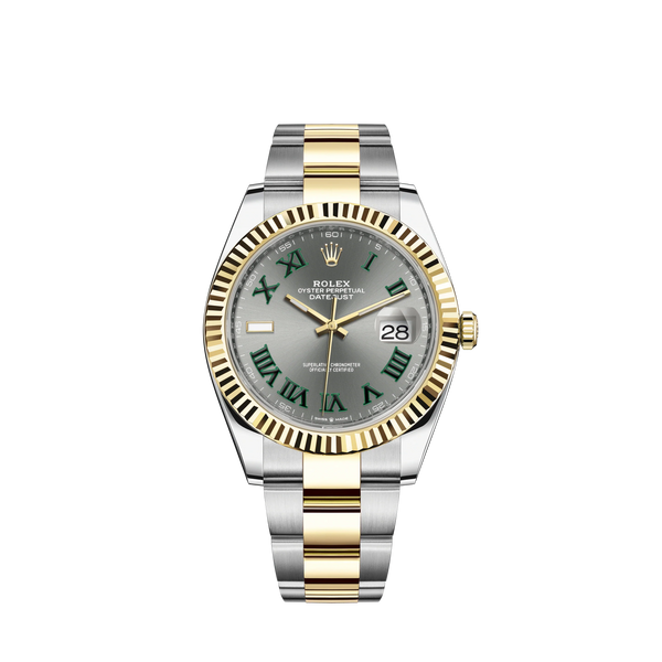 Datejust 41 41mm Oyster Bracelet Oystersteel and Yellow Gold with Slate Dial Fluted Bezel