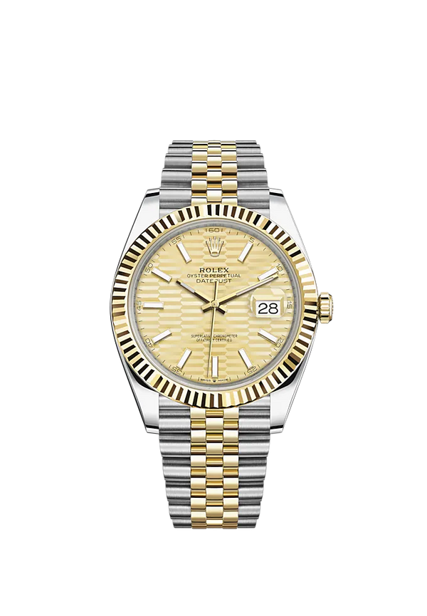 Datejust 41 41mm Jubilee Bracelet Oystersteel and Yellow Gold with Golden Fluted-Motif Dial Fluted Bezel