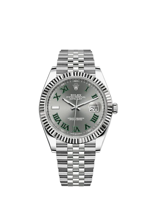 Datejust 41 41mm Jubilee Bracelet Oystersteel and White Gold with Slate Roman Dial Fluted Bezel