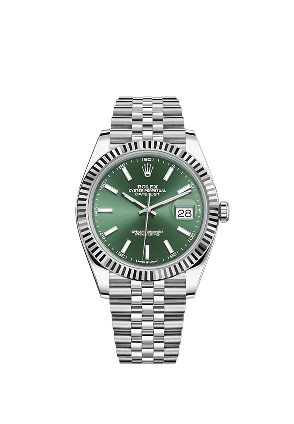 Datejust 41 41mm Jubilee Bracelet Oystersteel and White Gold with Mint Green Dial Fluted Bezel