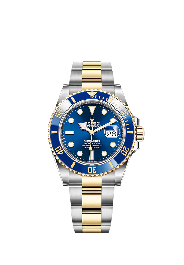 Submariner Date 41mm Oyster Bracelet Oystersteel and Yellow Gold with Royal Blue Dial Blue Cerachrom Unidirectional Rotatable Bezel
