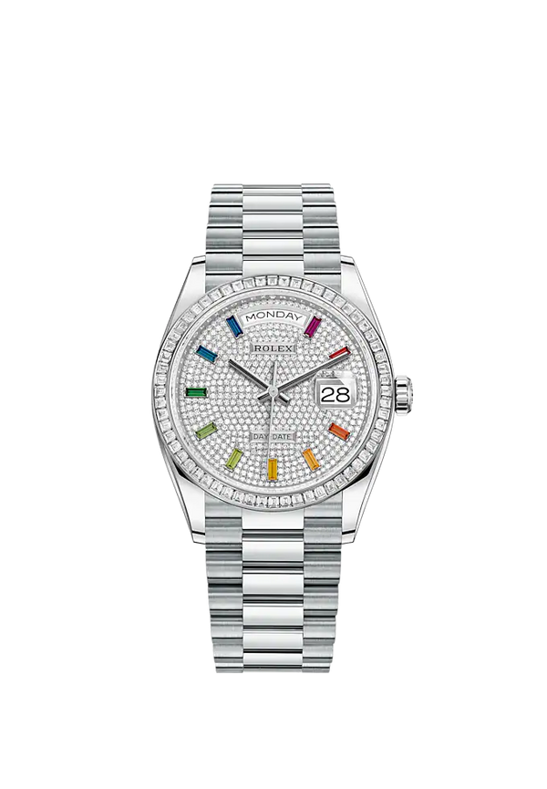Day-Date 36 36mm President Bracelet and Platinum with Diamond-Paved Dial Diamond-Set Bezel