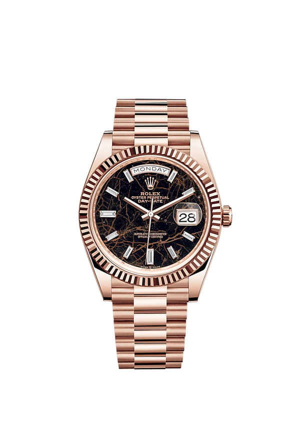 Rolex Day-Date Ref. 228235 40mm Everose Gold with Eisenkiesel Dial with Baguette Markers