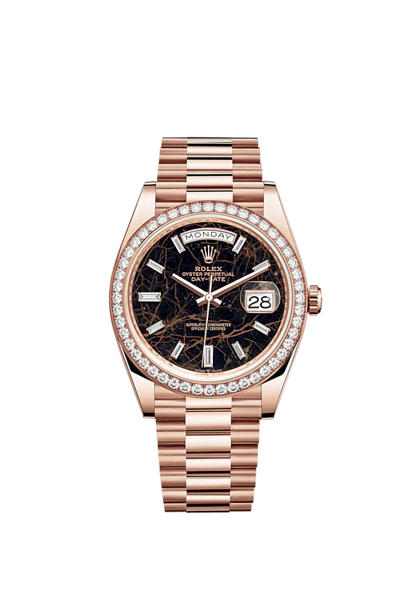 Day-Date 40 40mm President Bracelet and 18 KT Everose Gold with Eisenkiesel Diamond-Set Dial and Diamond-Set Bezel