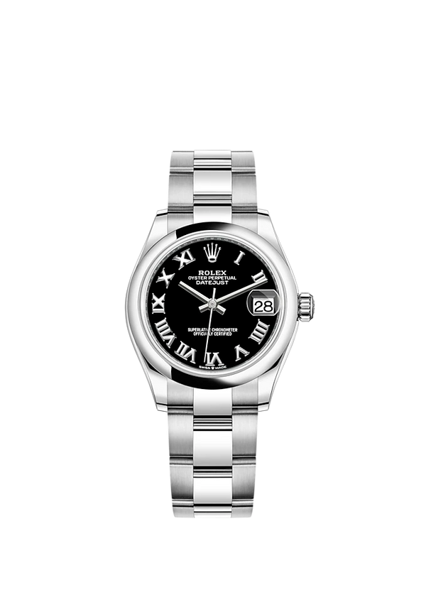 Datejust 31 31mm Oyster Bracelet Oystersteel with Black Dial Oystersteel Bezel