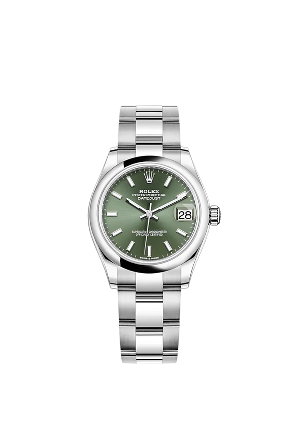 Datejust 31 31mm Oyster Bracelet Oystersteel and White Gold with Mint Green Dial Oystersteel Bezel