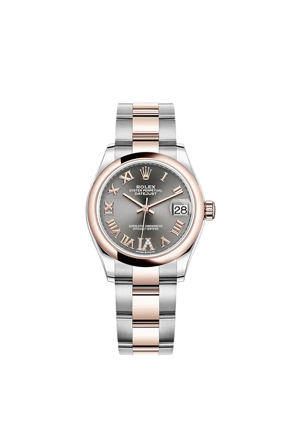 Datejust 31 31mm Oyster Bracelet Oystersteel and Everose Gold with Slate Diamond Dial Everose Gold Bezel