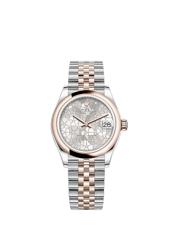 Datejust 31 31mm Jubilee Bracelet Oystersteel and Everose Gold with Silver Floral-Motif Diamond-Set Dial Everose Gold Bezel