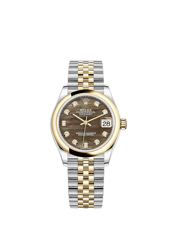 Datejust 31 31mm Jubilee Bracelet Oystersteel and Yellow Gold with Black Mother-Of-Pearl Diamond-Set Dial Yellow Gold Bezel