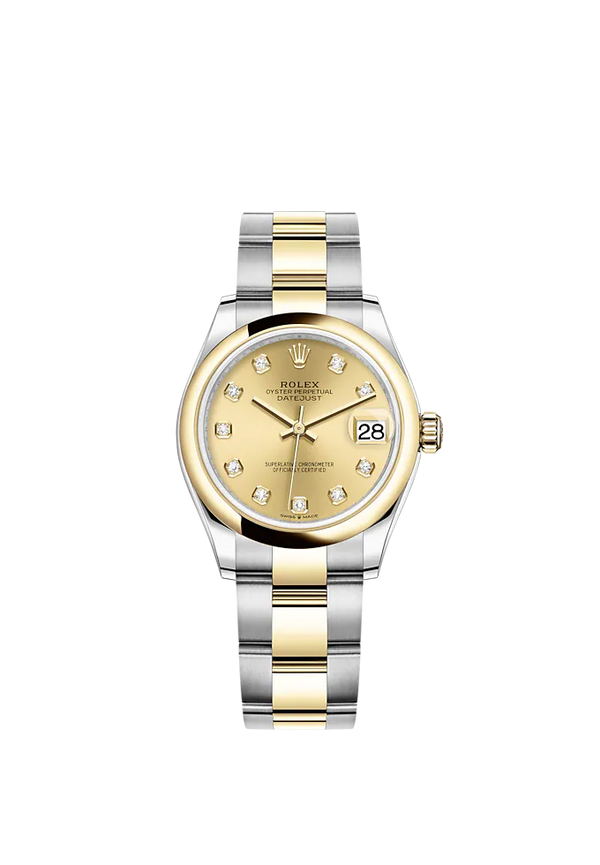 Datejust 31 31mm Oyster Bracelet Oystersteel and Yellow Gold with Champagne Colour Diamond-Set Dial Yellow Gold Bezel