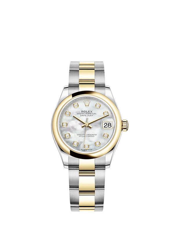 Datejust 31 31mm Oyster Bracelet Oystersteel and Yellow Gold with White Mother-Of-Pearl Diamond-Set Bezel Yellow Gold Bezel