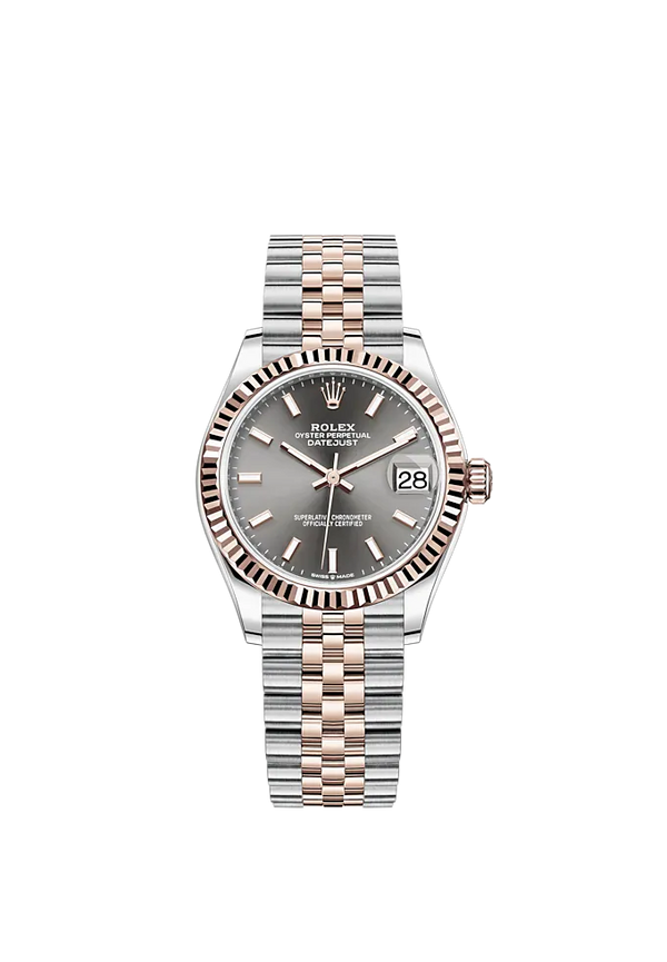 Datejust 31 31mm Jubilee Bracelet Oystersteel and Everose Gold with Slate Dial Fluted Bezel
