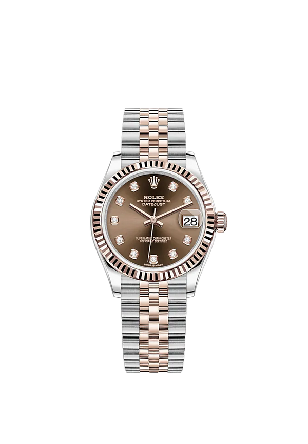 Datejust 31 31mm Jubilee Bracelet Oystersteel and Everose Gold with Chocolate Diamond-Set Dial Fluted Bezel