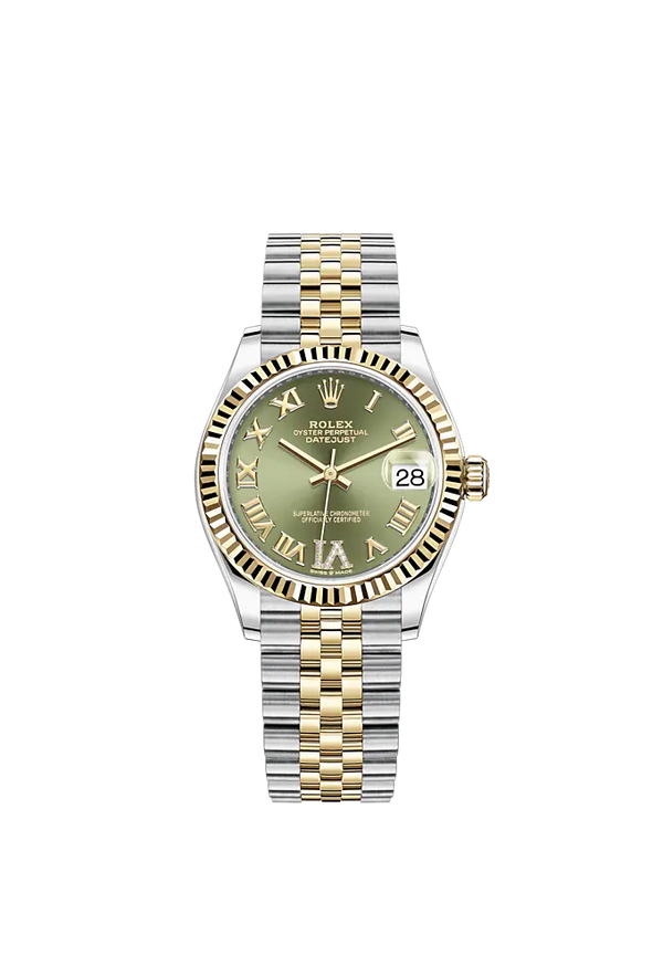Datejust 31 31mm Jubilee Bracelet Oystersteel and Yellow Gold with olive-Green Diamond Dial Fluted Bezel