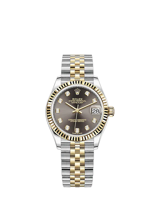 Datejust 31 31mm Jubilee Bracelet Oystersteel and Yellow Gold with Dark Grey Diamond-Set Dial Fluted Bezel
