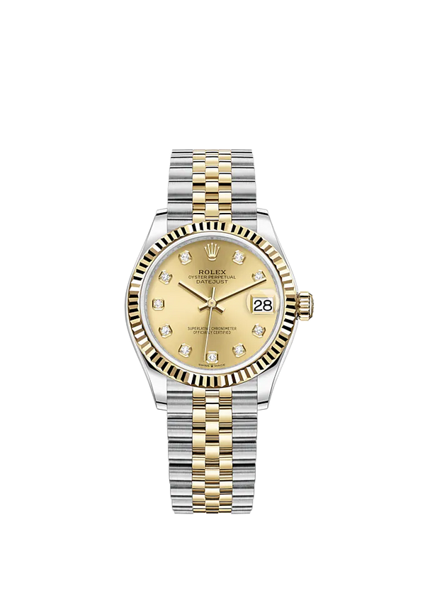 Datejust 31 31mm Jubilee Bracelet Oystersteel and Yellow Gold with Champagne Colour Diamond-Set Dial Fluted Bezel