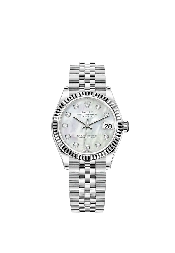 Datejust 31 31mm Jubilee Bracelet Oystersteel and White Gold with White Mother-Of-Pearl Diamond-Set Fluted Bezel