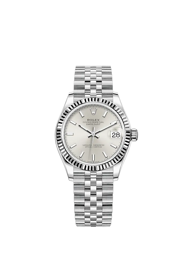 Datejust 31 31mm Jubilee Bracelet Oystersteel and White Gold with Silver Dial Fluted Bezel