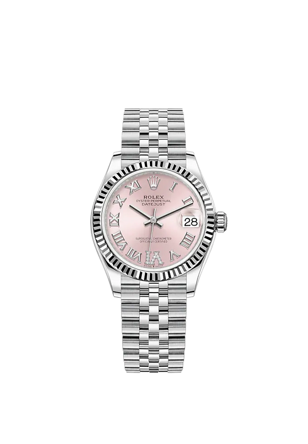 Datejust 31 31mm Jubilee Bracelet Oystersteel and White Gold with Pink Diamond Dial Fluted Bezel